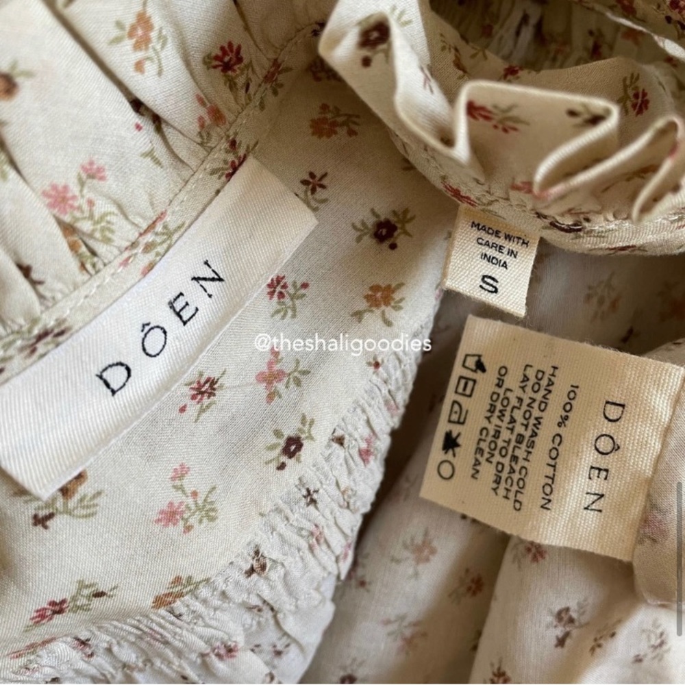 DOEN Rose Top Floral Blouse Cream Parc Monceau size Small - Picture 7 of 8